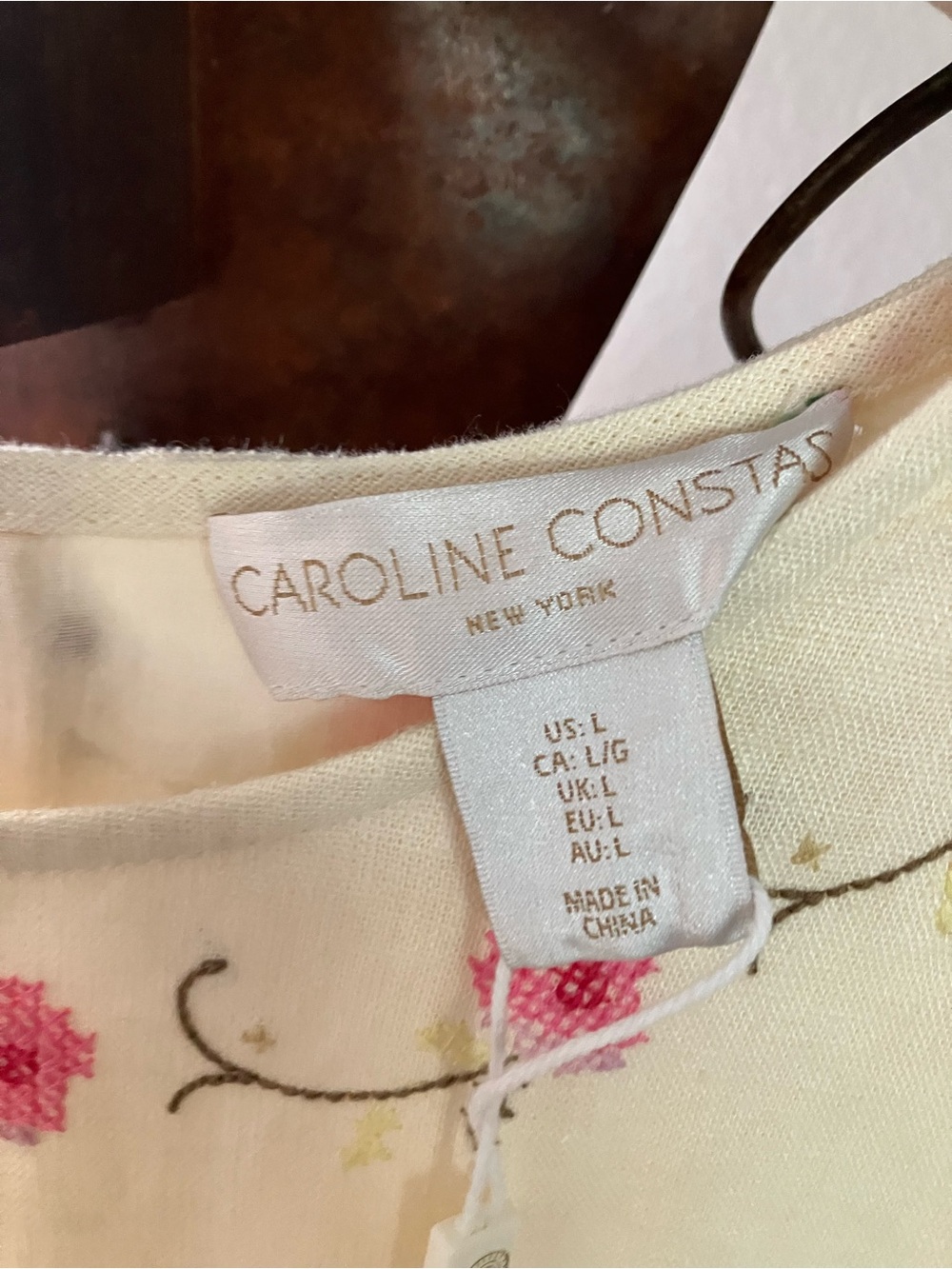Caroline Constas Floral Embroidered Linen Midi Dress NWT Large - Picture 8 of 11